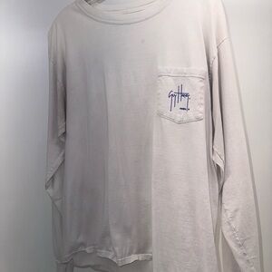 Guy Harvey White Long Sleeve Tee with Blue Logo